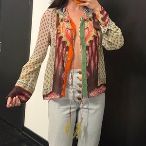 Zara Multicolor Sheer Blouse